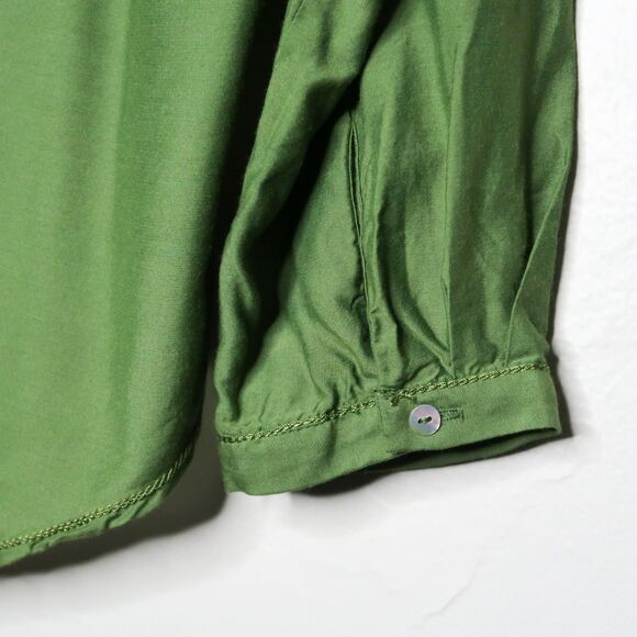 Nurture Womens Silk Button Up Shirt Size Medium Green Boho Lagenlook Hippie‎ - Picture 9 of 10